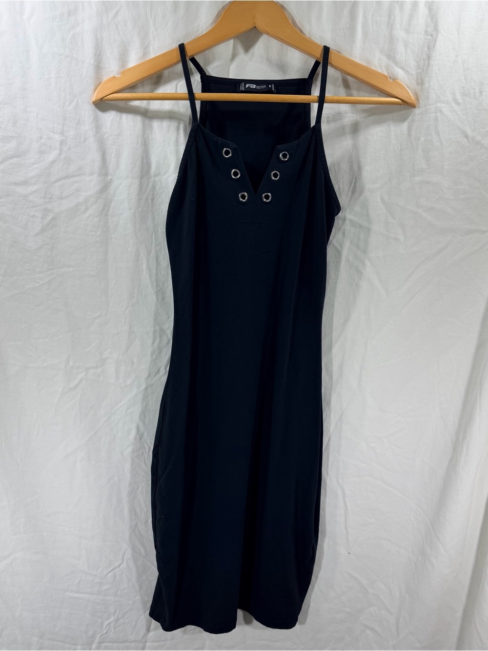 Black Eyelet-Detail Strappy Midi Dress